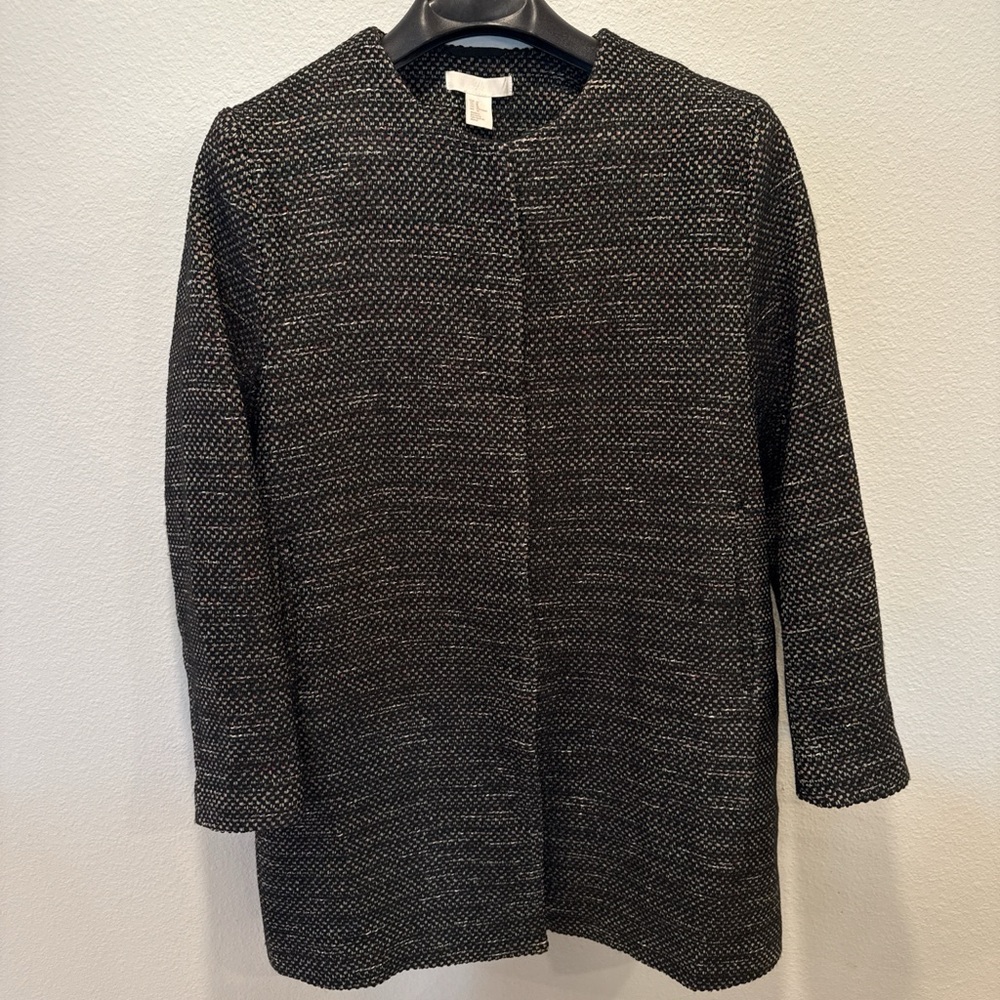 H&M COLLARLESS TWEED COAT – SIZE 14 – LIKE NEW ✨🧥